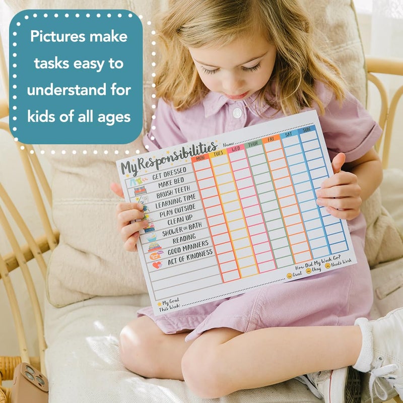 Tiny Expressions Responsibility Chart for Kids Ages 3, 4, 5, and 6 - My Responsibility Weekly Chore Chart for Kids Daily Checklist and Routine - Image 2